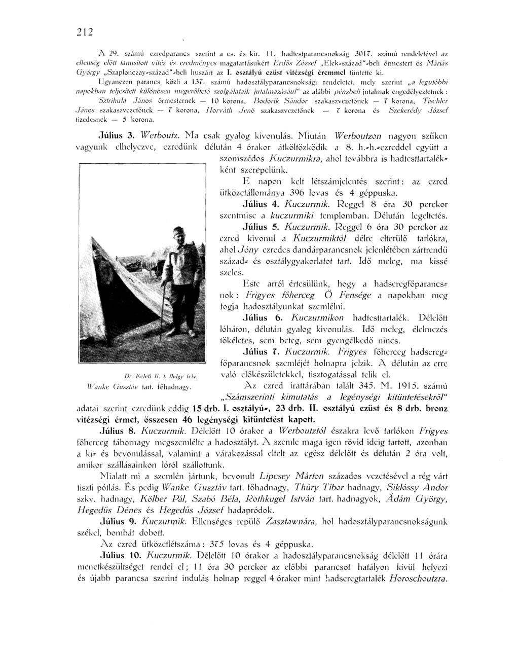 212 A 29. számú ezredparancs szerint a cs. és kir. 11. hadfesfparancsnokság 3017.