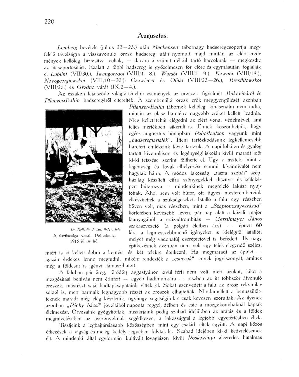 220 Augusztus. Lernberg bevétele (július 22 23.