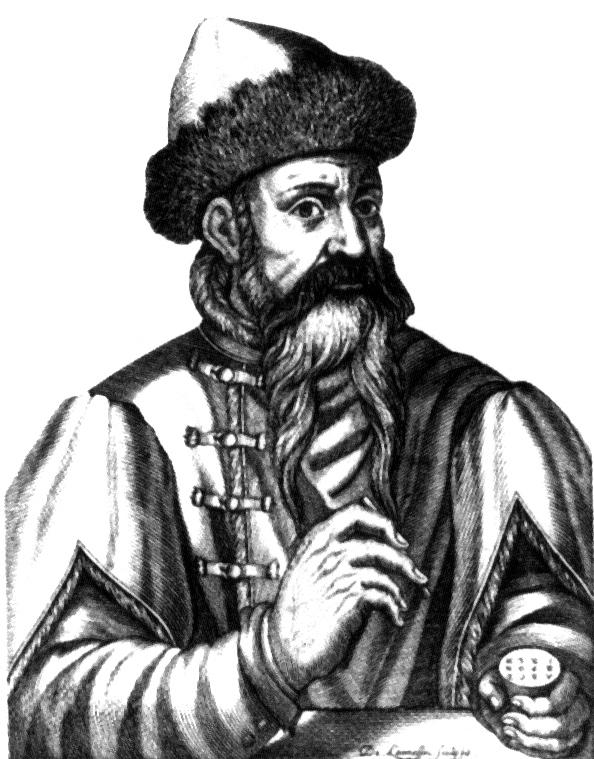 1. ábra Gutenberg arcképe fémbe vésett mintabetûket a feliratok elké - szítéséhez. A XII.