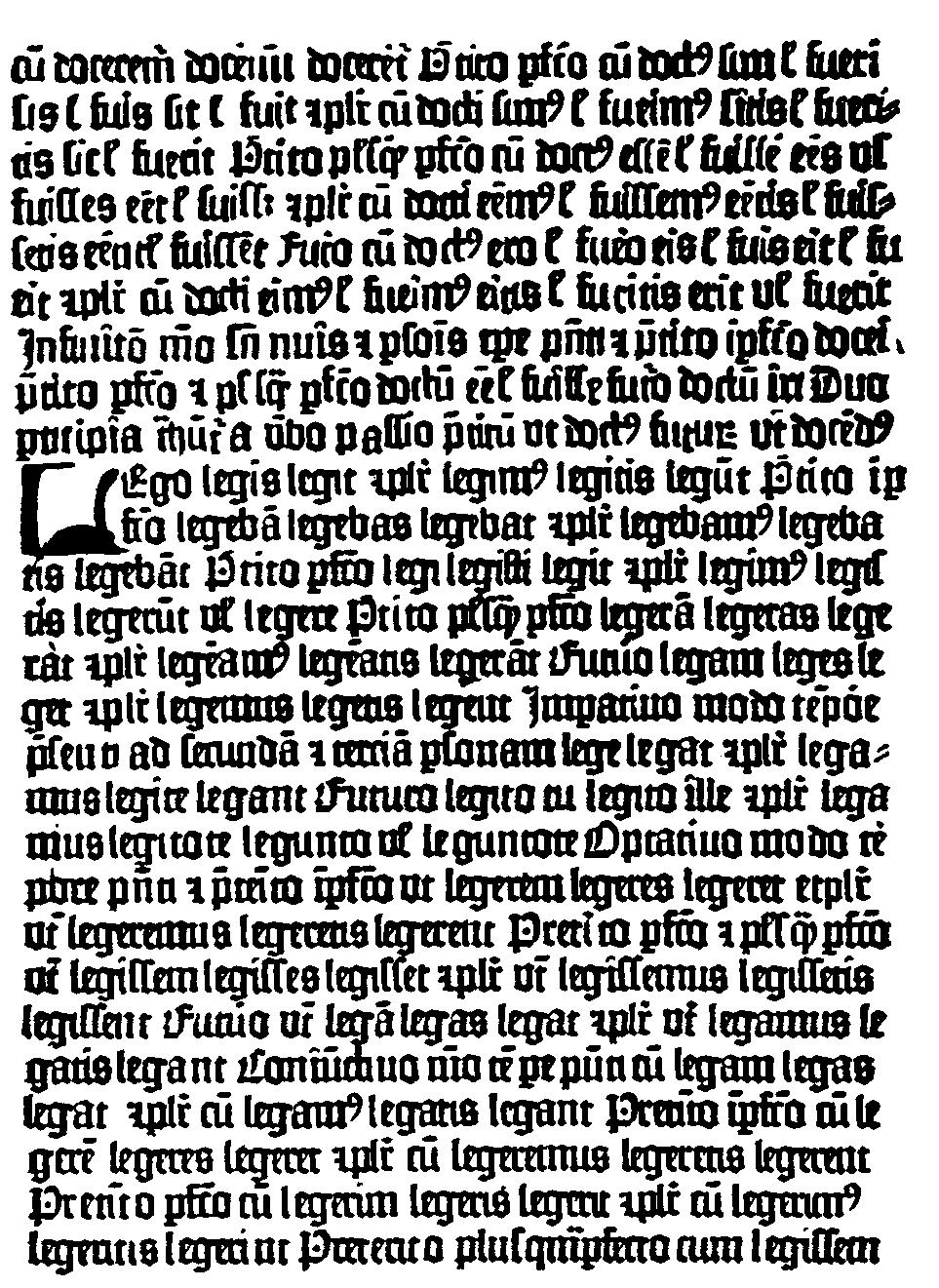 5. ábra Gutenberg 27 soros Donatusának egy oldala 1447-bôl értelemben vett címla po kat a köl ni Hoemer Amold és Ratdolt Erhard alkalmazták elô ször az 1470-es évek ben.