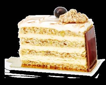 .. 2250 Finom darált dióval készült torta brandyvel ízesített tejszínes vaníliás krémmel, tetejére csokoládéval mintázott fondán tető kerül a hagyományos recept szerint.