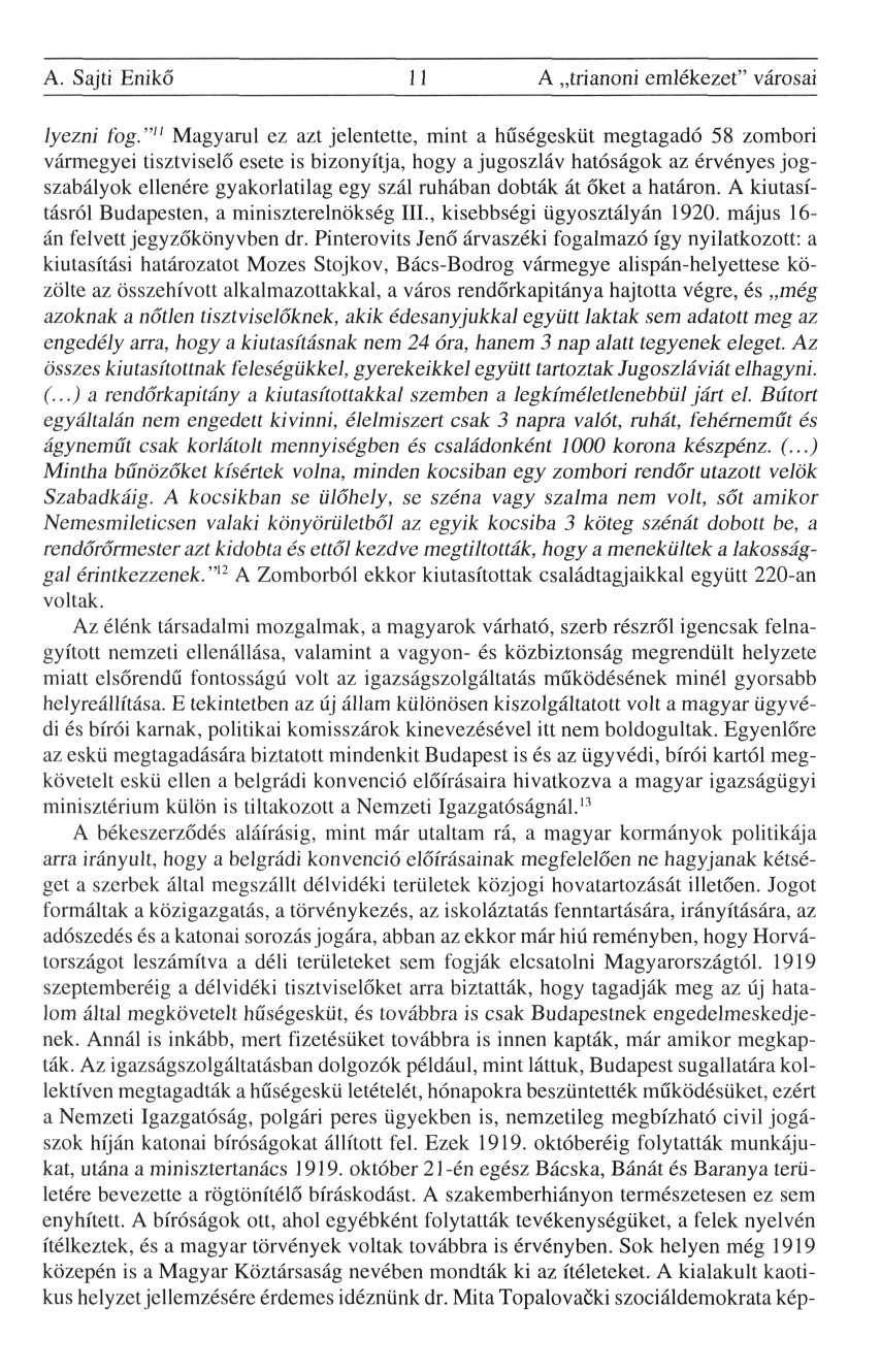 A. Sajti Enikő 11 A trianoni emlékezet" városai lyezni fog.