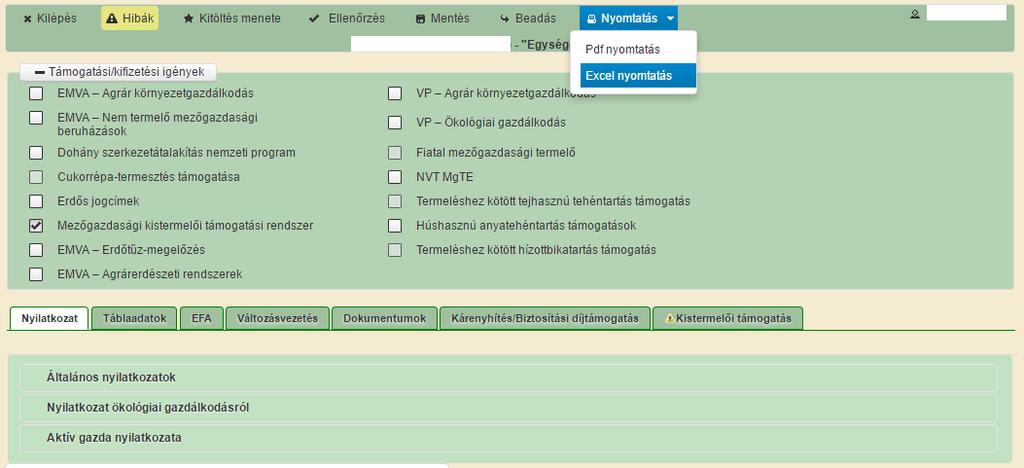 A legördülő ablakban kattintson az Excel nyomtatás -ra.