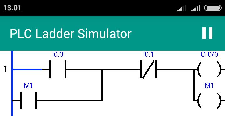 PLC Ladder Simulator Ez az alkalmazás Androidon fut, egyszerű létradiagramok szerkesztésére és szimulációjára alkalmas.