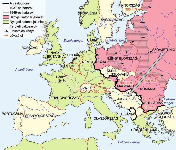 a párizsi béke és a német kérdés 1. A párizsi békeszerzôdés Vesse össze az 1949-es határokat az 1937-es és a háború alatti határokkal!