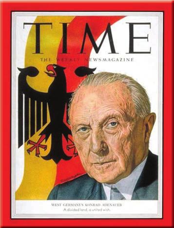 Az NSZK-ban megkezdték a demokratikus viszonyok megteremtését az első kancellár, Konrád Adenauer vezetésével.