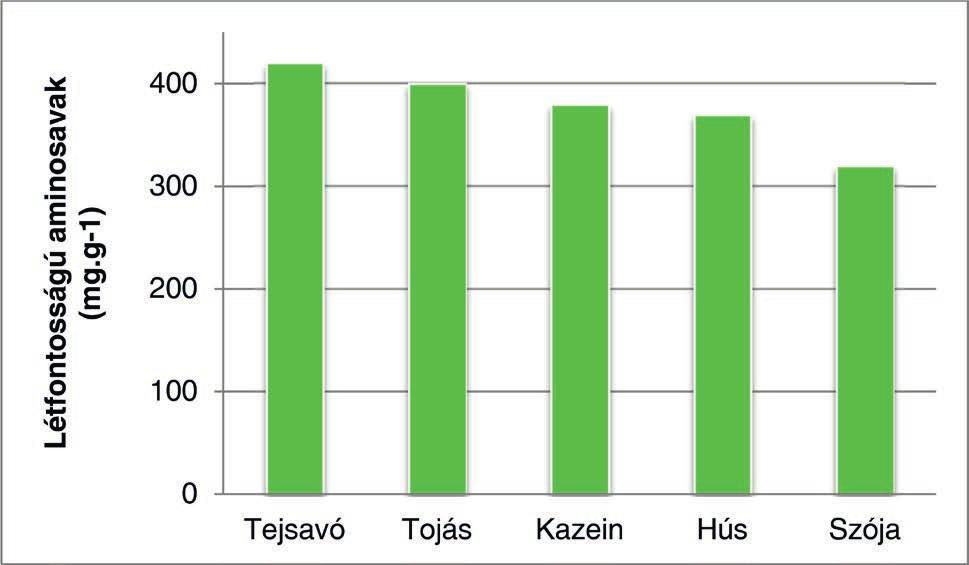 grafikon: A tejsavó biológiai értéke összehasonlítva néhány más élelmiszerben található
