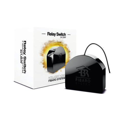 Double Relay Switch Relé 2 A FIBARO Relay Switch univerzális rádiós relé modul. A kapcsolók mögé beépítve, lehetővé teszi két világítási kör be/ki kapcsolását.