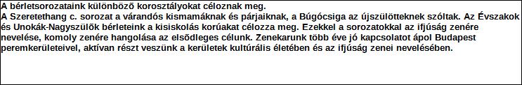 Szervezet neve: MÁV SZIMFONIKUSOK ZENEKARI ALAPÍTVÁNY Támogatási program elnevezése: Támogató megnevezése: központi költségvetés Támogatás forrása: önkormányzati költségvetés nemzetközi forrás más