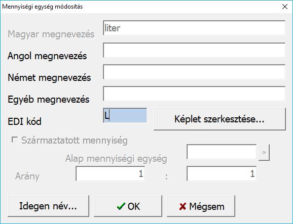 bevallás elkészítése során nem a fix mennyiségi egységek közül választunk (L), hanem a cikk adatai