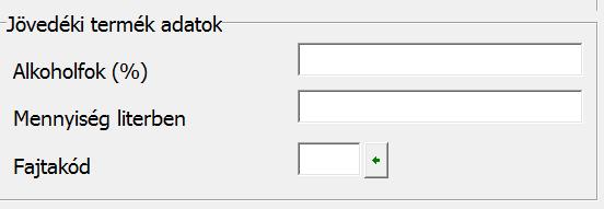 A Fajtakódnál rögzíthetők és a termékhez hozzárendelhetők a Jövedéki fajták.