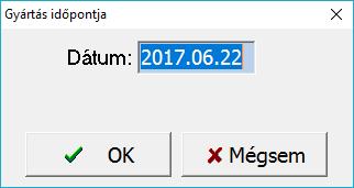 Gyártásba adás A gyártást a program csak akkor végzi el, ha az összes tétel esetén meg vannak adva a jövedéki adatok.