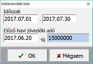Adóbiztosíték lista (adóraktári engedéllyel rendelkezőknek) A kimutatás napi összesítéssel készül, a napi és a kumulált jövedéki adó mértékét, valamint abból a napi kockázati biztosíték összegét