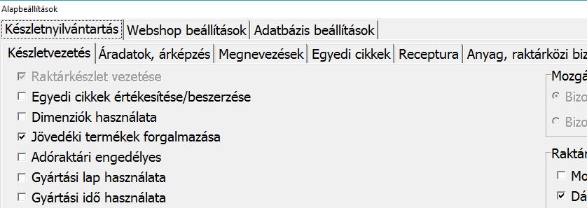módosíthatók Jövedéki engedély szám Menükezelőben (program főablak) a Cégadatok menübe belépve a megnyíló ablak Cégbeállítások / Cégadatok menüpontjában a Kiegészítő adatok lapon szükséges megadni a
