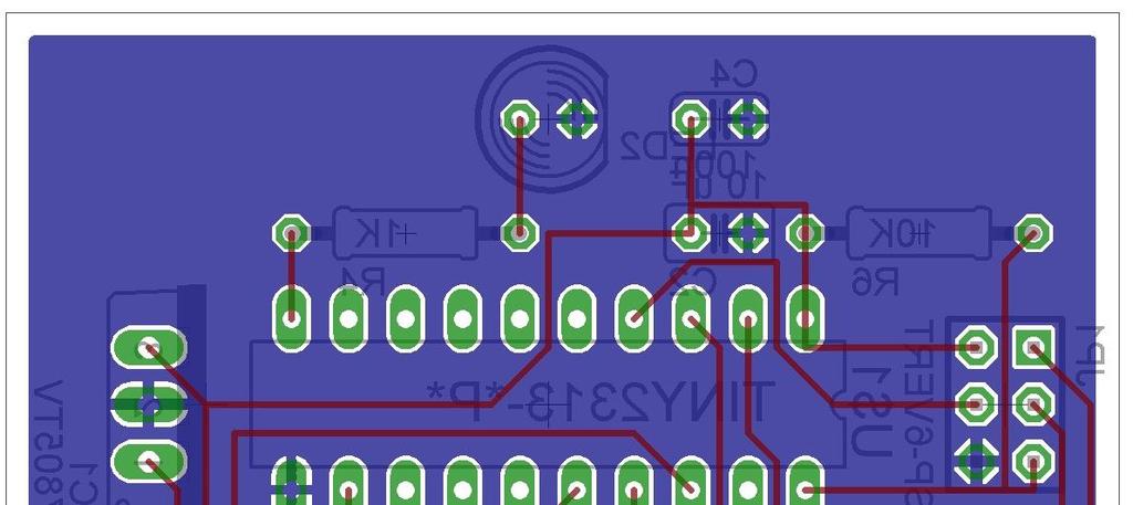 3.9.4 A robotperiféria nyomtatott áramköri rajza A következő ábrán a kapcsolási rajz alapján tervezett kétoldalas nyomtatott áramköri rajz látható, az egyes alkatrészek beültetési helyét is