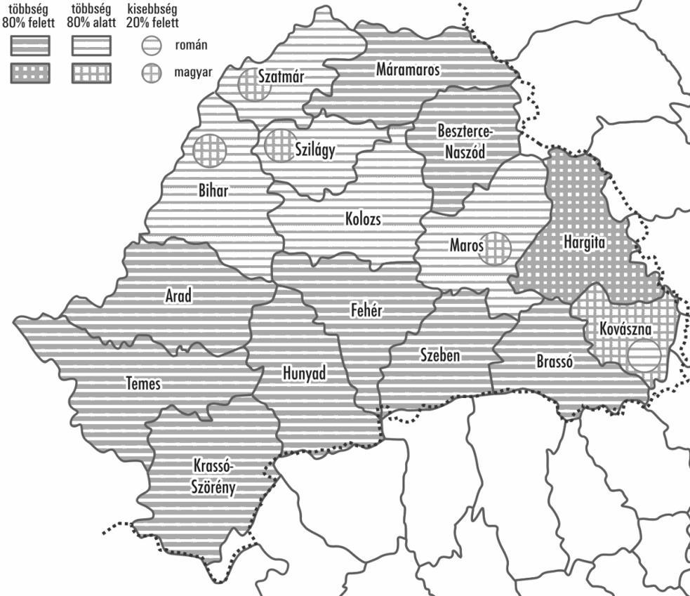 Románia (1918-tól) 1920 1945 1921: kisebbségi név még az irodalmi szövegekben sem használható 1925 1938: helységnevek megállapítása, ország földrajza románul (kisebbségi statútum) 1945 1989 1956: