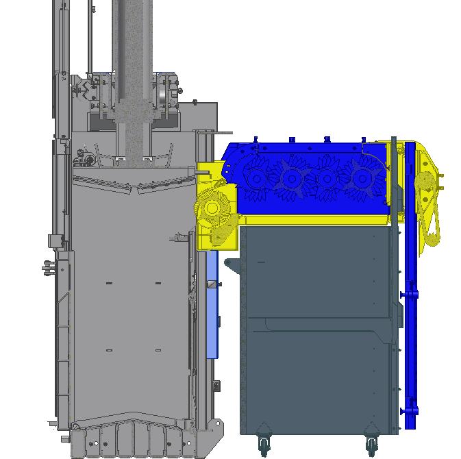 A tömörítő kamra automatikus betöltése A rotor