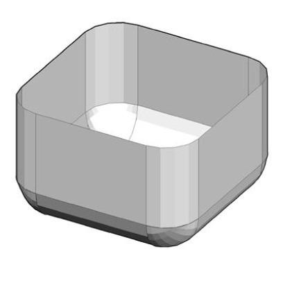 Hátsó felhajtása dobozos kialakítású, magassága 100 mm, vastagsága 15 mm. A mélyhúzott medence mérete: 500 500 300 mm. A front-, és a rövidebbik oldalain medence eltakarással.