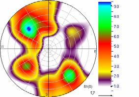 póluseloszlási diagram Kataklázit nem készült Kvázi képlékeny deformáció nem készült Ennek a deformációs közegnek többször, többféleképpen is