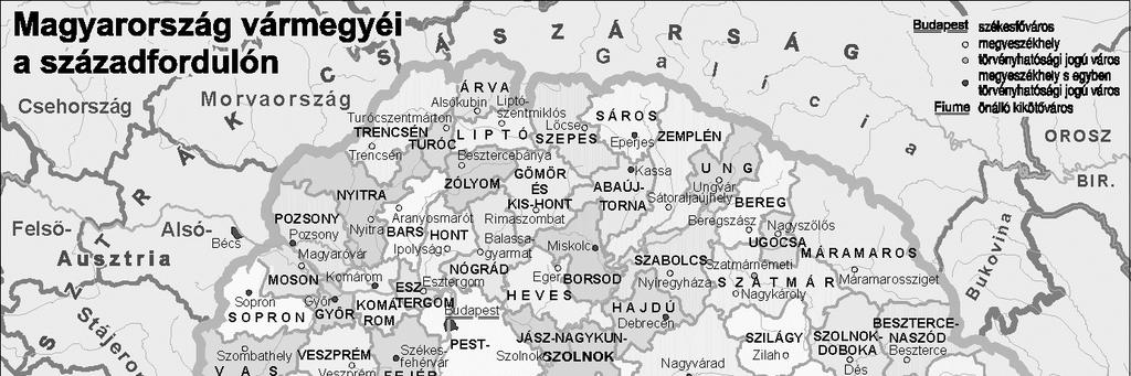 A Magyar Királyság közigazgatási térképe a századfordulón 85 A törvény alapján és a fent említett kereskedelmi miniszteri rendelet hatására megtörténtek az első alkotmányos kamarai választások is, és