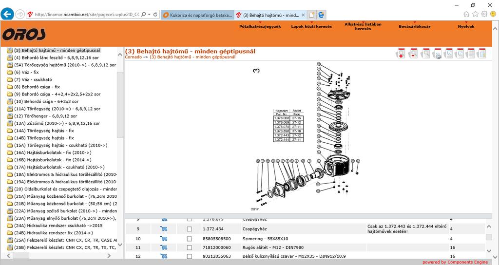 Az alkatrészek kosárba gyűjtése/collect of the requested parts Alkatrész kiválasztás: Keresse meg a kívánt alkatrészt vagy