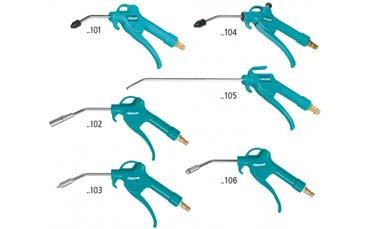 műhelyben a megfelelő lefúvópisztoly Gyors tisztításhoz, nehezen hozzáférhető helyekhez is Különböző kivitelekben kaphatók, kifejezetten az adott alkalmazási területhez igazodnak Üzemi nyomás 2 8 bar