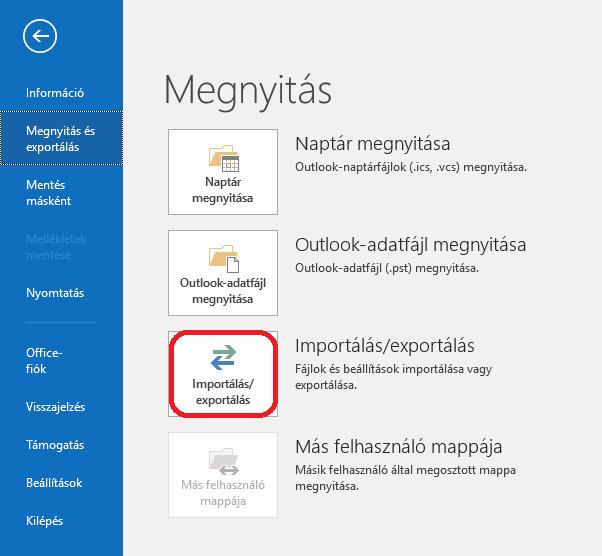 Fontos, hogy a formátum Comma separated values (Mirosoft Outlook) legyen. A következő lépésben az exportált.