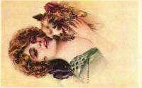 Art Nouveau lady litho art