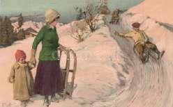 Skiing lady.