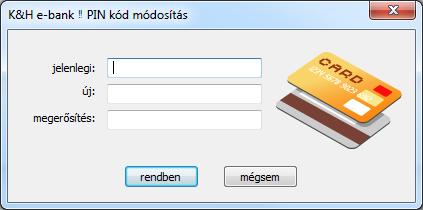 a módosít gombra való kattintáskor megjelenő ablakban adja meg a régi PIN-kódot, majd gépelje be újat kétszer. Az új chipkártya PIN-kód maximum 20 karakter hosszú lehet és csak számokat tartalmazhat.