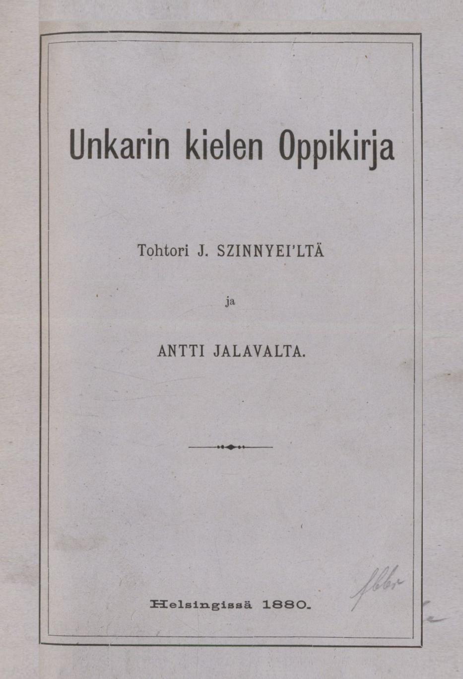 Unkarin kielen Oppikirja Tohtori J.