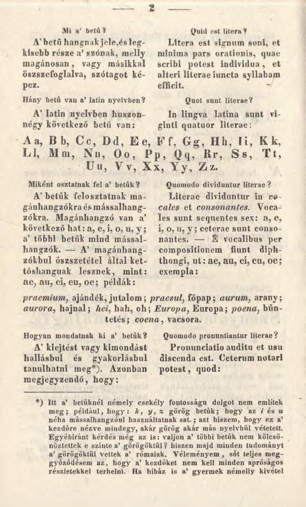 2 Mi a betű? A betű hangnak jele,és legkisebb része a9szónak, melly magánosán, vagy másikkal öszszefoglalva, szótagot képez. Hány betű van a latin nyelvben? Quid est Utera?