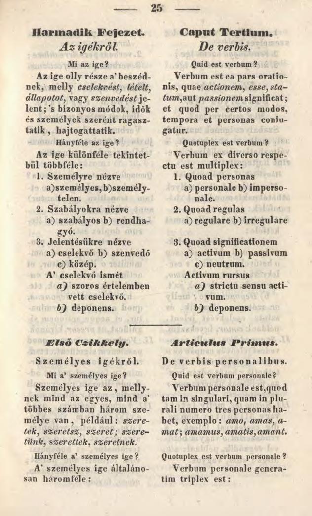 25 Harmadik Fefezct. A z igékről. Mi az ige?