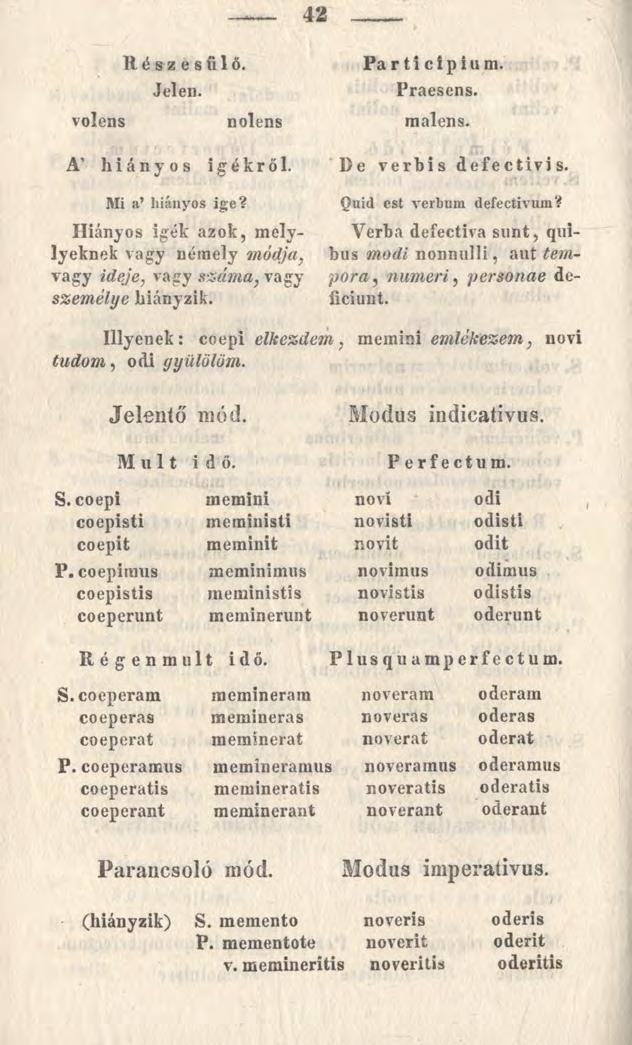42 volens Részesülő. Jelen. nolens A hiányos igékről. Participium. Praesens, mai ens. Be verbis defectivis. Mi a hiányos ige?