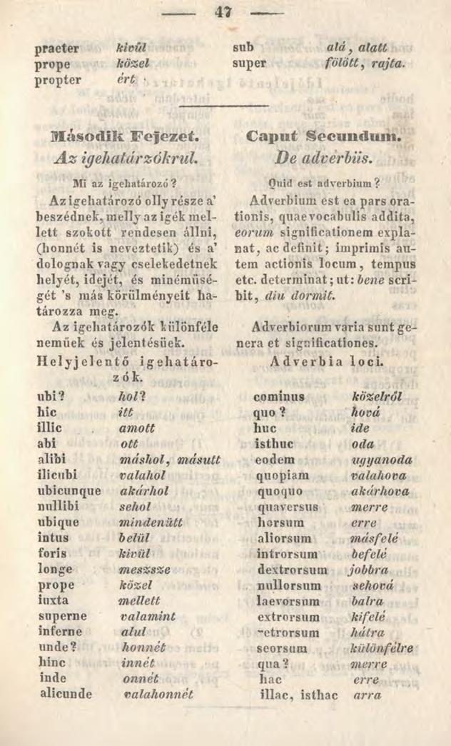4? praeter prope propter kínul közel ért sub super aláy alatt fölött, rajta. Második Fejezet. A z igehatárzókrul. Mi az igehatározó?
