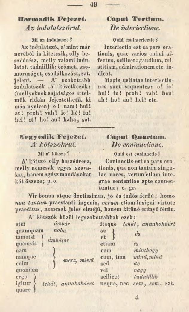 49 Harmadik Fefezet. A z indulatszórul. Caput Tertium, De interlectione. Mi az indulatszd?