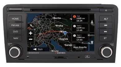 ze-nc3131d Járműspecifikus navigáció Audi A3 járművekhez Optimális minőség, a lehető legnagyobb fokú rugalmasság és maximális vezérlő opciók jellemzik a ZE-NC3131D készüléket, amit kifejezetten AUDI