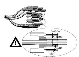 2 CM és CMDV motorok Az erősáramú dugaszolható csatlakozók szerelése 7 Helyezze be a omhuzalos vezetéket a hüvelyes értkezővel a krmpelőogóba, majd ütközésg