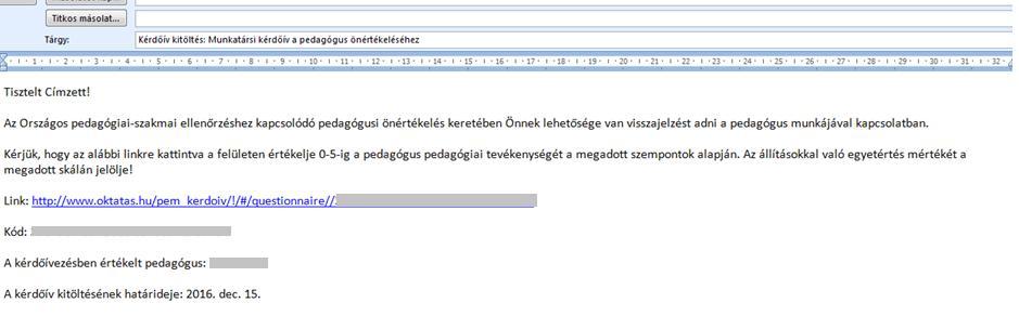 Az Adatgyűjtő feladatai - Tanfelügyeleti és Önértékelési Rendszer 28 gombra kattintással egy e-mail hivatkozás érhető el (mailto link), mely a saját gépen telepített, vagy böngészőben beállított