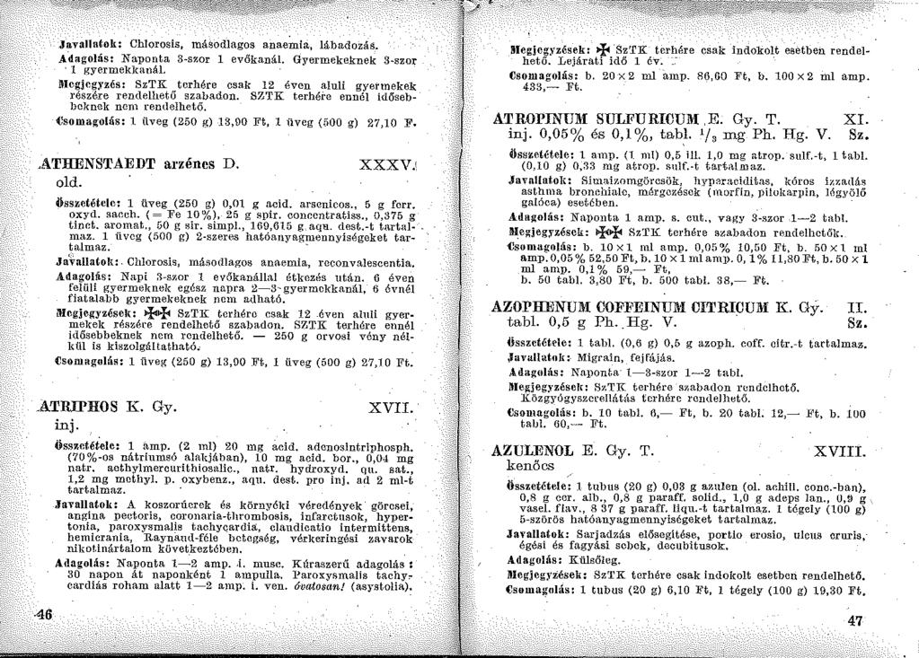 Javallatok: Chlorosis, másodiagos anaemia, lábadozás. A dagolást Na-ponta 3-szar l evőkanál.