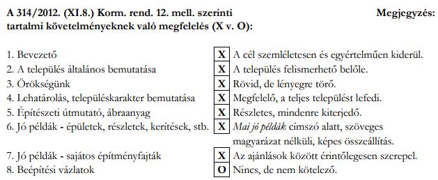 Kormányrendeletben foglalt tartalmi