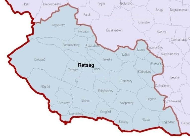 Az illetékességi területhez tartozó települések: Alsópetény, Bánk, Berkenye, Borsosberény, Diósjenő, Felsőpetény, Horpács, Keszeg, Kétbodony, Kisecset, Legénd, Nagyoroszi, Nézsa, Nógrád, Nógrádsáp,