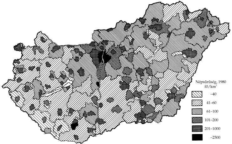 Népsűrűség Az egységnyi területen rendszerint