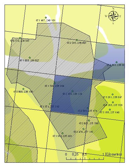 Piliscsaba Pécel Figure 4: Radon potential map of two Hungarian towns, Piliscsaba and Pécel, showing the 1 1 km grid net Transparent cells indicate low, blue cells medium, red cells high radon