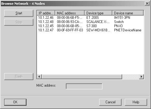 Tervezés, üzembe helyezés A master (PROFINET IO kontroller) tervezése 5 Az IP-cím paraméter megadása Válassza ki a STEP7 HWCONFIG programban a [Target system] / [Ethernet] / [Specify Ethernet