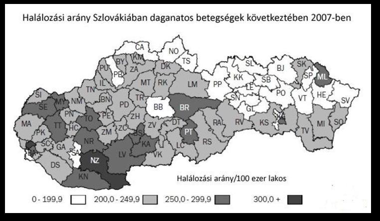 BAROSS GÁBOR TERV Térkép: Daganatos betegségben elhuntyak aránya (2007) forrás: www.bumm.