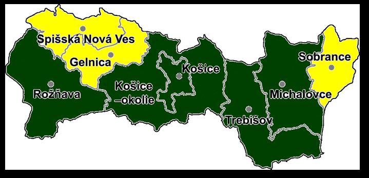 : a zöld színnel feltüntetett megyék) A magyarok által lakott megyék neve 5 Kassa Besztercebánya