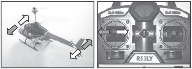 7. ábra Far funkció: Mivel a helikopternek két ellentétes forgásirányú rotorja van, a függőleges tengely (a rotor tengely) körül nem keletkezik forgatónyomaték.