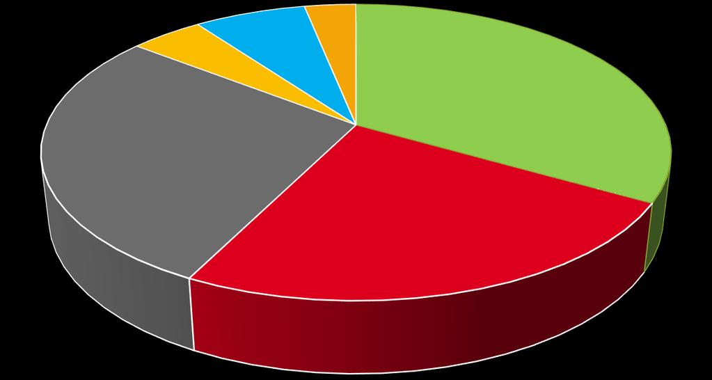 Elsődleges energia hordozók aránya 2016 4.5% 6.9% 3.