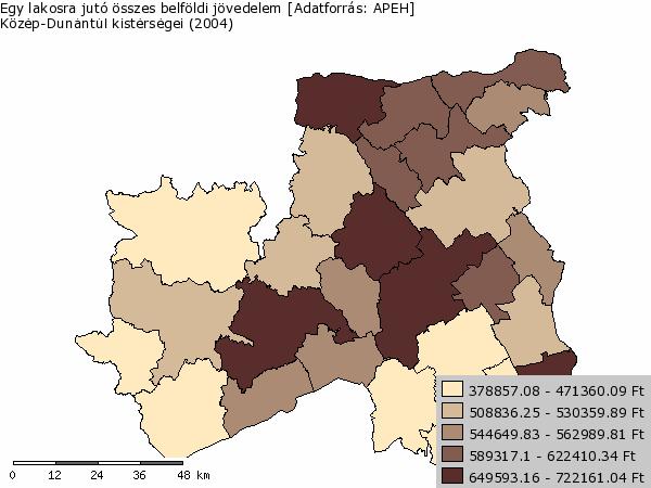 6. ábra: Egy lakosra jutó összes belföldi jövedelem